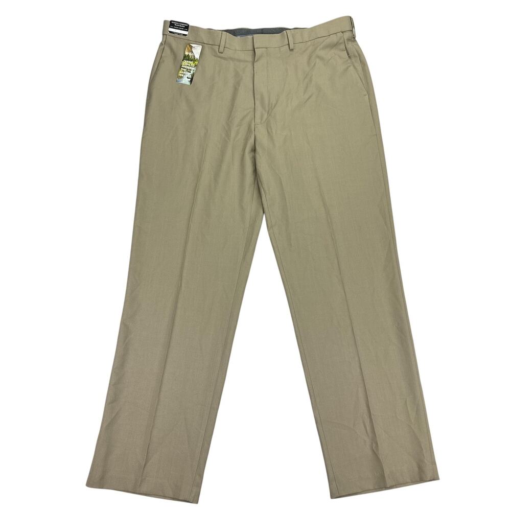 Haggar Mens Premium Comfort Classic Fit Flat Front Dress Pants Khaki 40x32